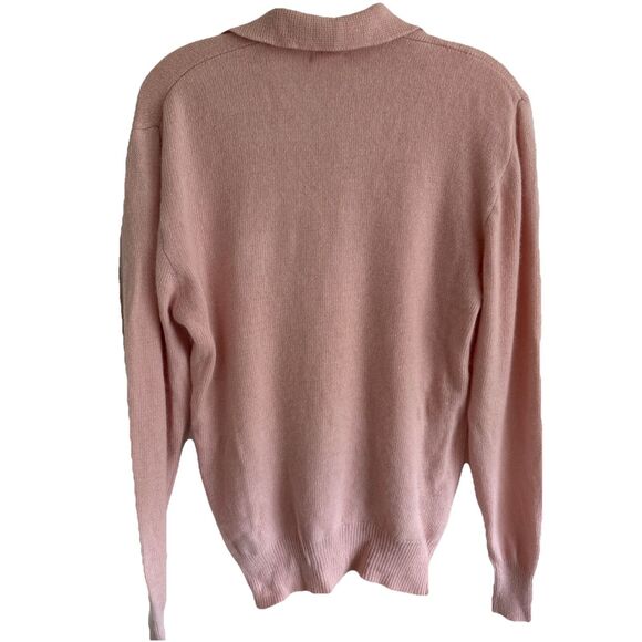 VTG VGUC Neiman Marcus Cashmere Sweater Womens Pink Polo Collared M - Picture 7 of 9